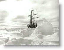 Shackleton's Boat Stuck in Ice in at the South Pole