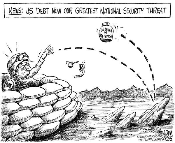 100725 Zyglis Cartoon - Debt is Biggest Security Threat